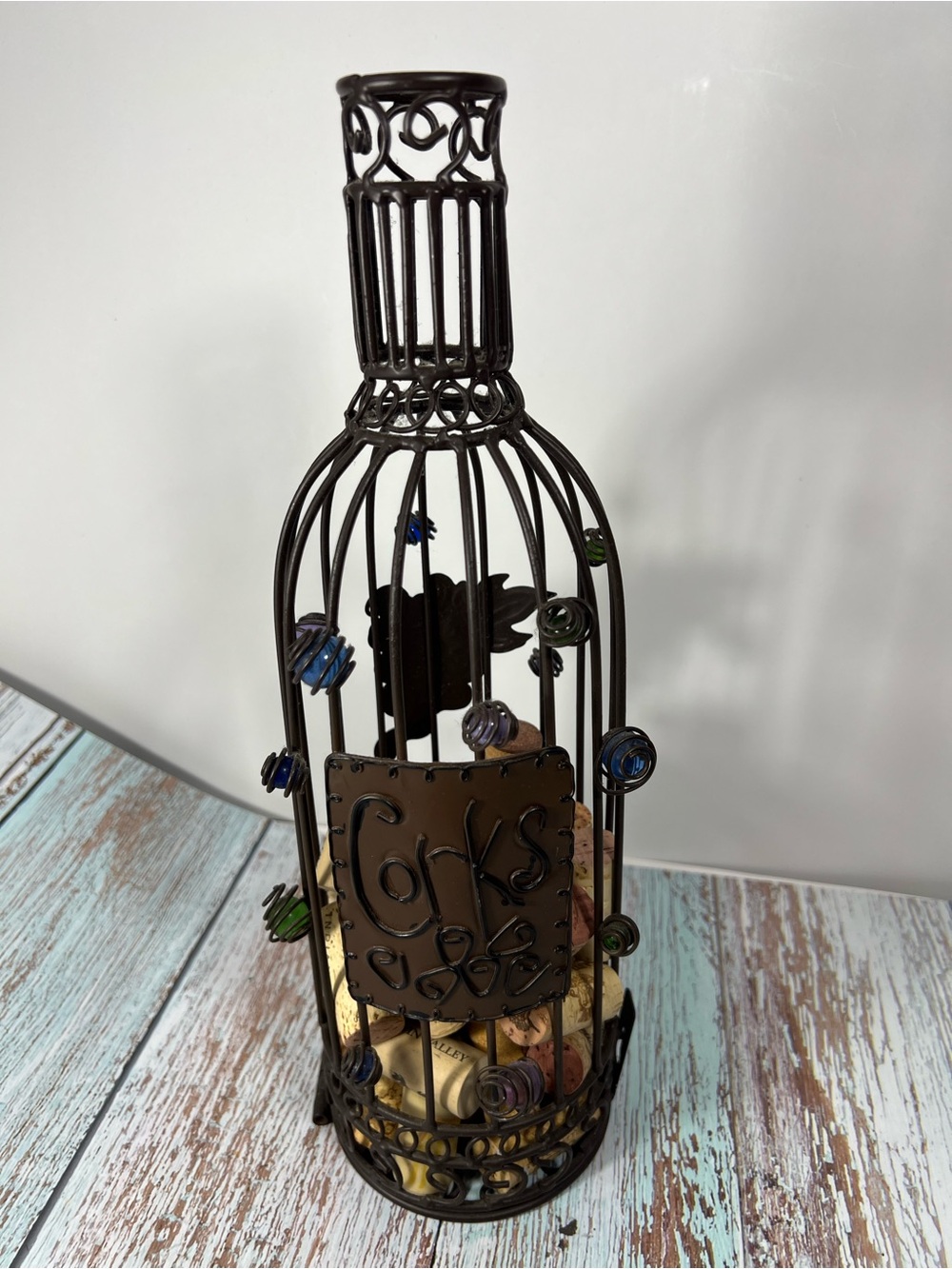 Brown Metal Cork Holder Bottle Accent - Decorative Wine Cork Display